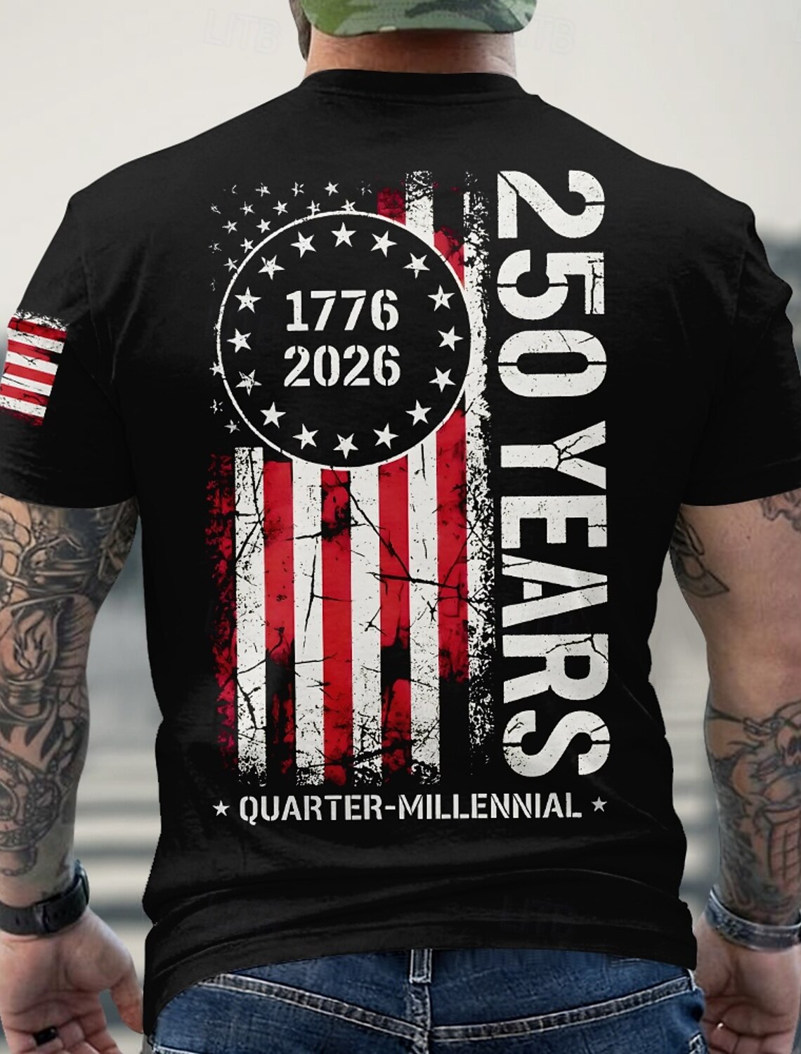 4th of July 2026 250th Memorial Day Men's 3D Print US Flag Veteran Crew Neck Short Sleeve T-Shirt Daily Street