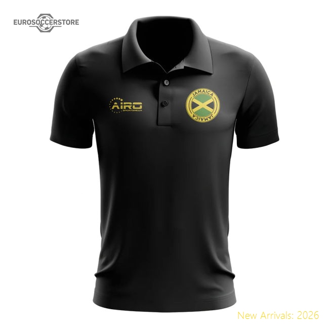 Premium Reggae Boyz Football Polo Shirt (black) - Affordable