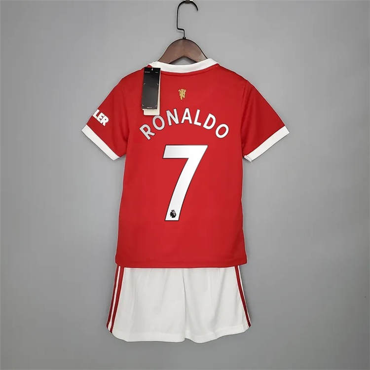 Kids Manchester United 21-22 Ronaldo 7 Home Red Soccer Jersey