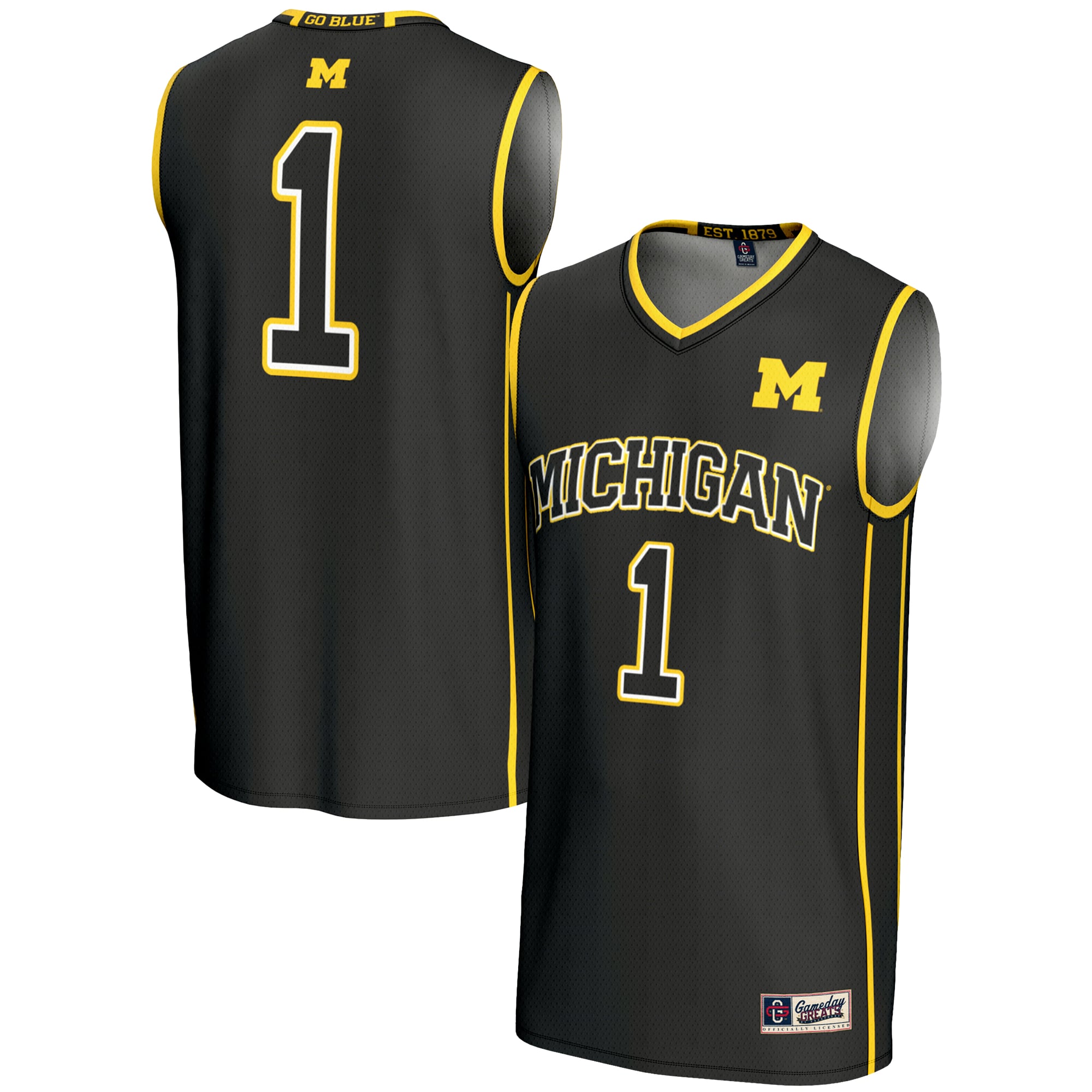 #1 Michigan Wolverines GameDay Greats Unisex Lightweight Basketball Jersey - Black