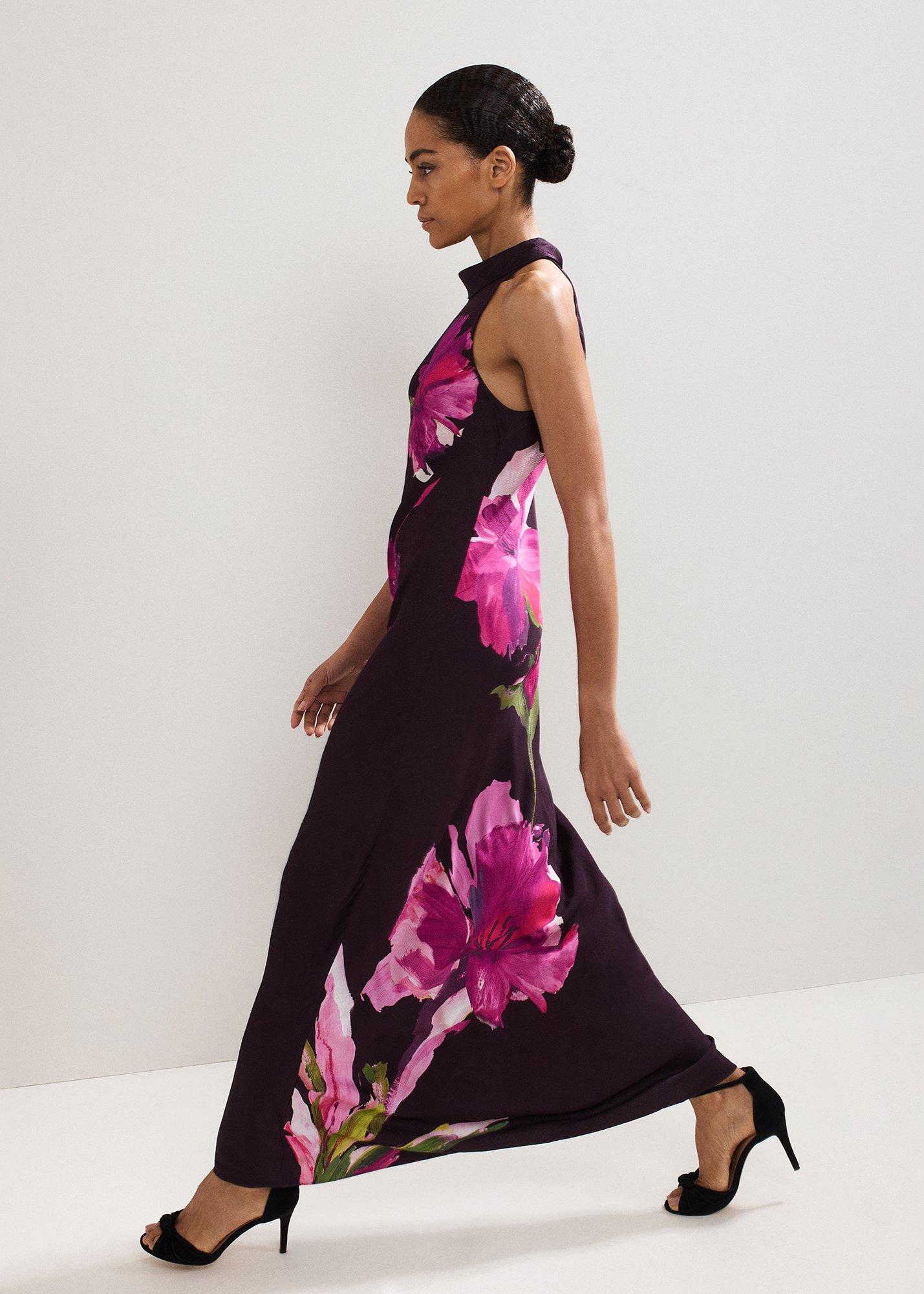 Petite Marcella Satin Printed Maxi Dress