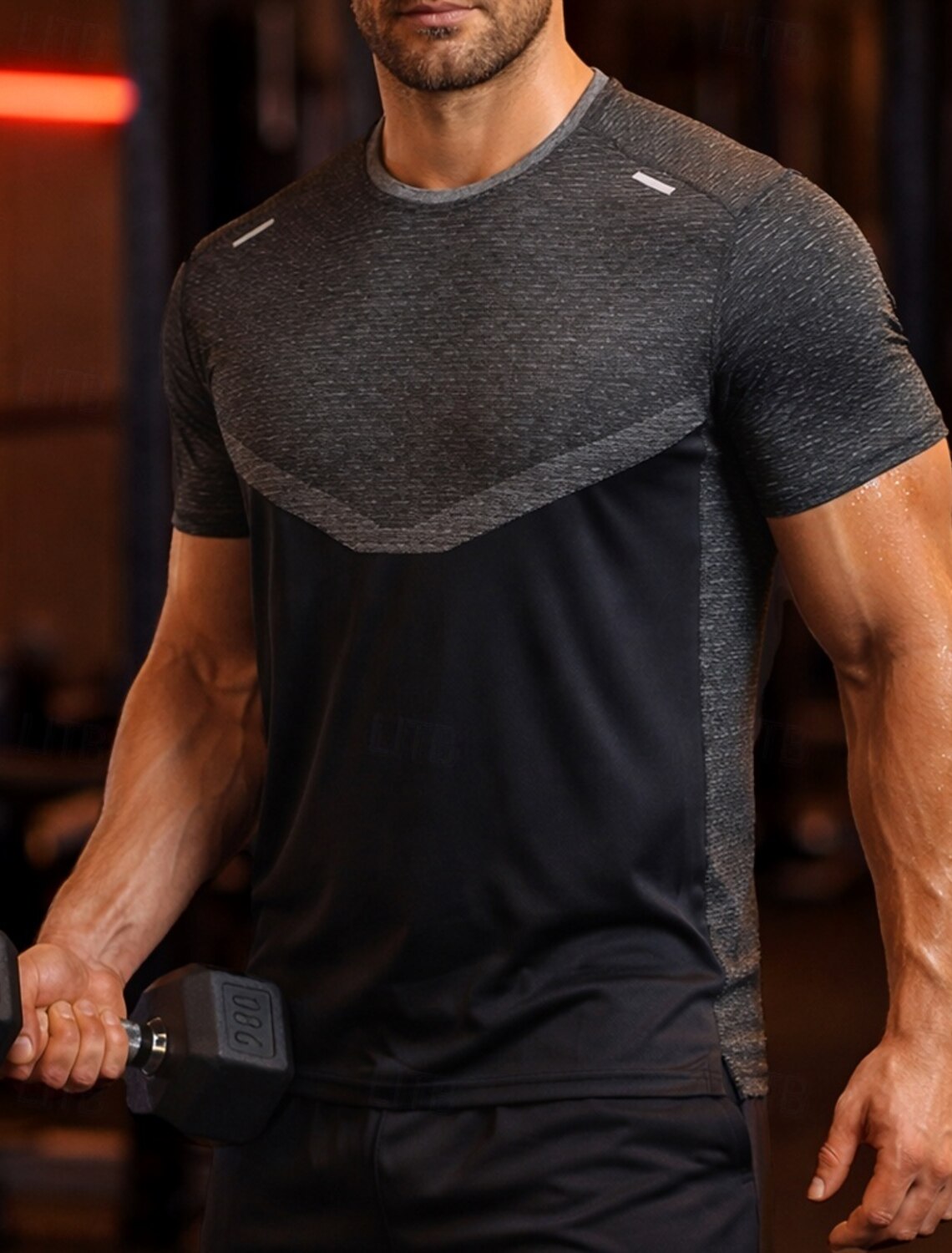 Men's Color Block Running T-Shirt Compression Shirt Athletic Sports