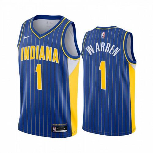 Nike Indiana Pacers #1 TJ Warren Blue Womens NBA Swingman 2020-21 City Edition Jersey Womens
