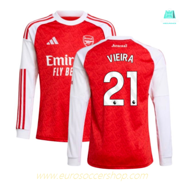 2025-2026 Arsenal Long Sleeve Home Shirt (Kids) (Vieira 21)