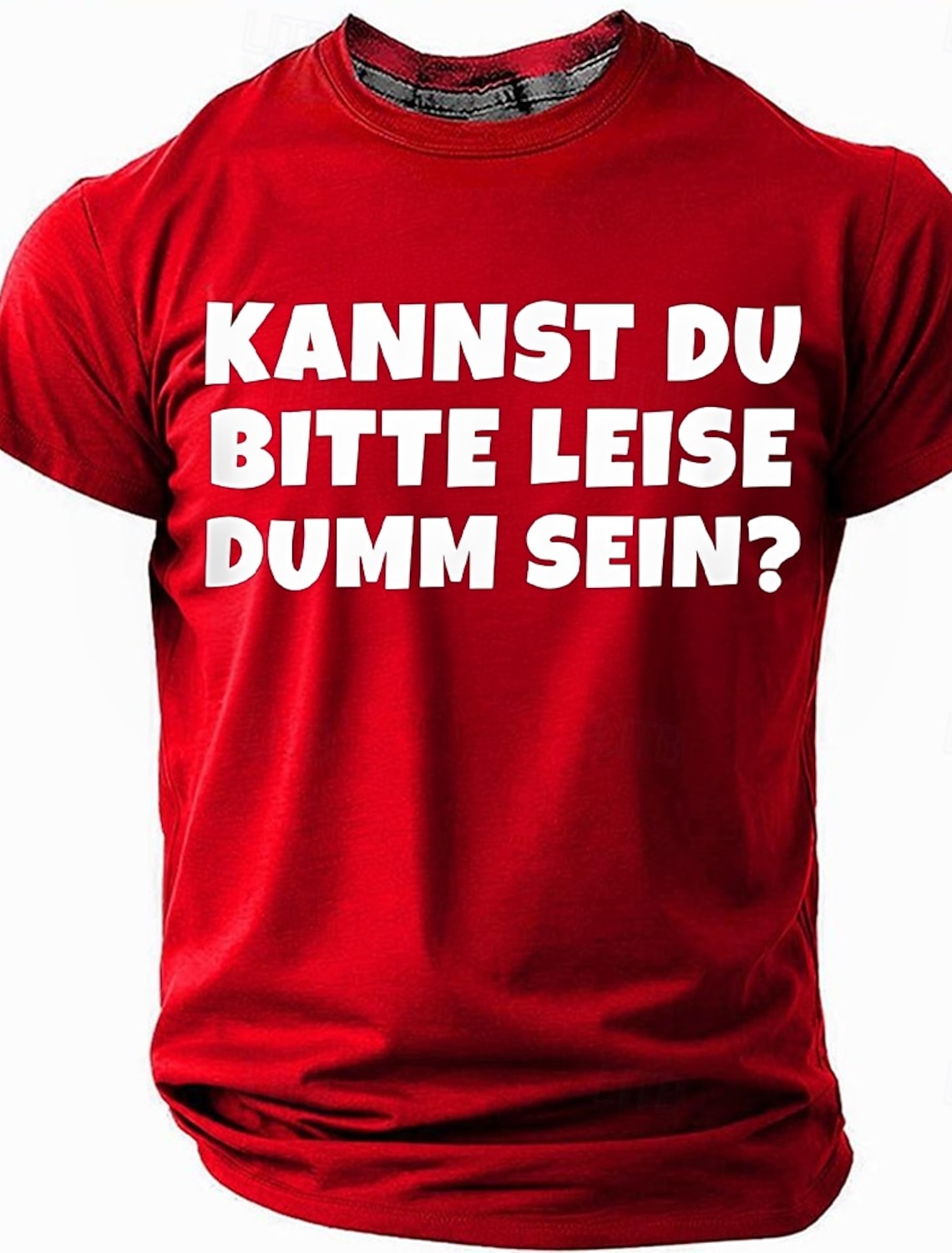 Men's Olive Green Short Sleeve Graphic T-Shirt with 'Kannst du bitte leise dumm sein?' Funny German Slogan, Office Humor