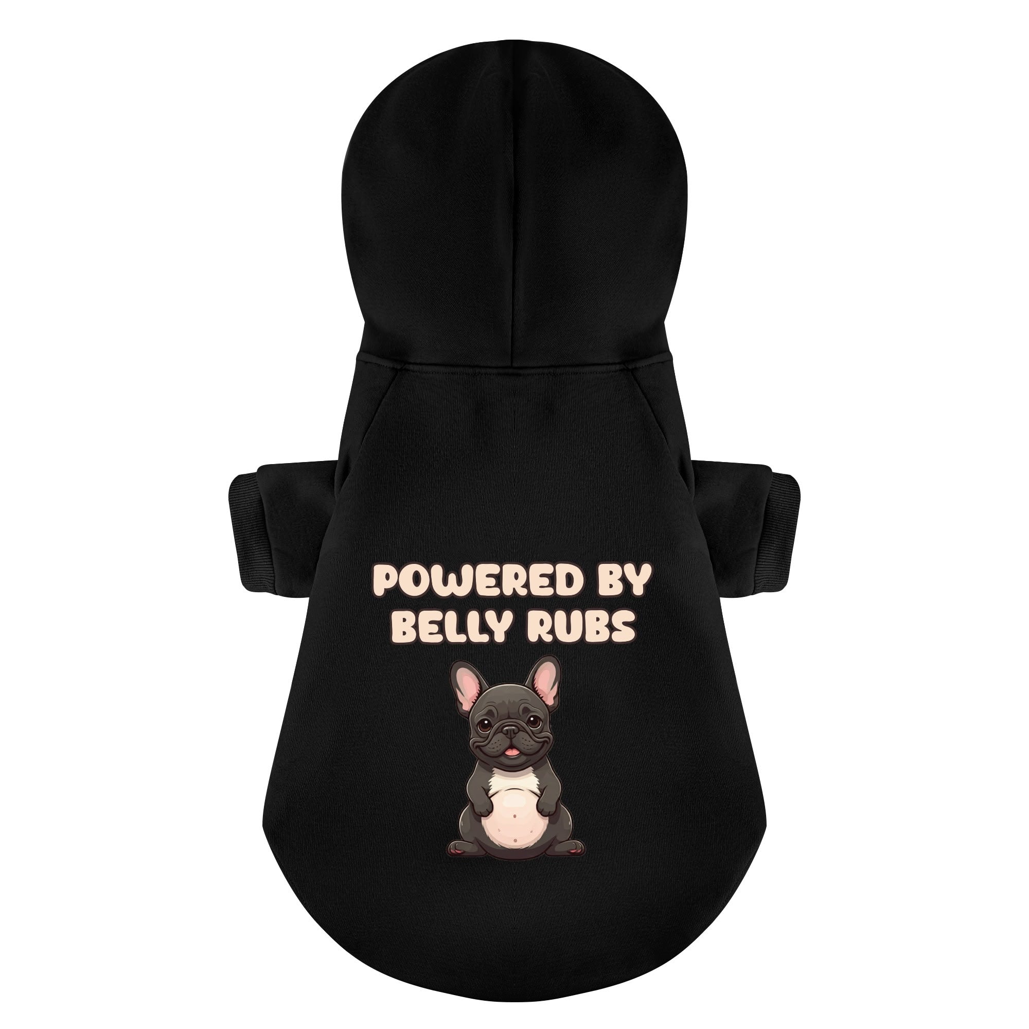 Powered By Belly Rubs - Bulldog Inspired Personalized French Bulldog Hoodies With Funny Quotes – Stylish, Cozy, And Premium 100% Cotton Indoor Comfort