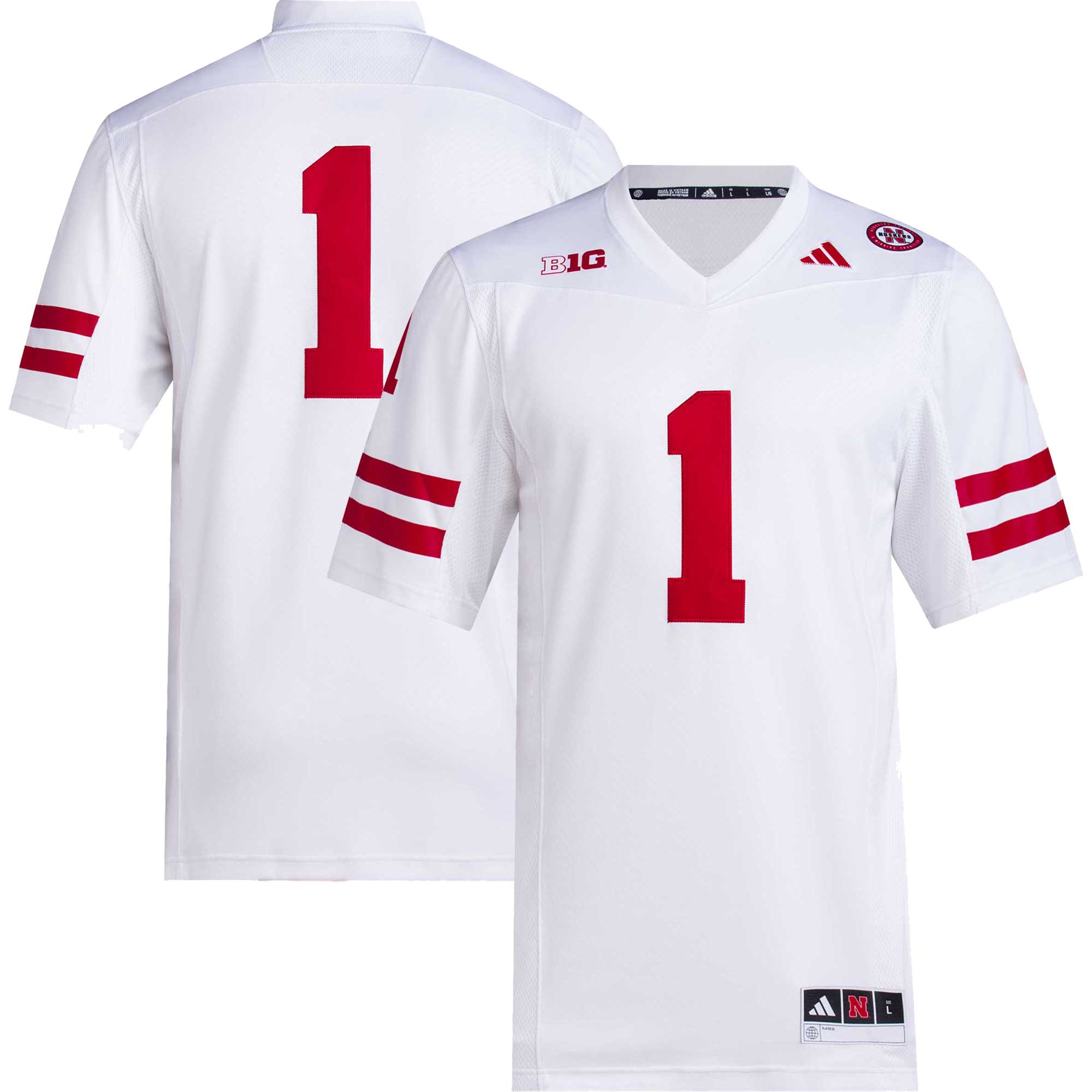 Nebraska Huskers Premier #1 Football Jersey - White | Stadium Series 26/27 Season