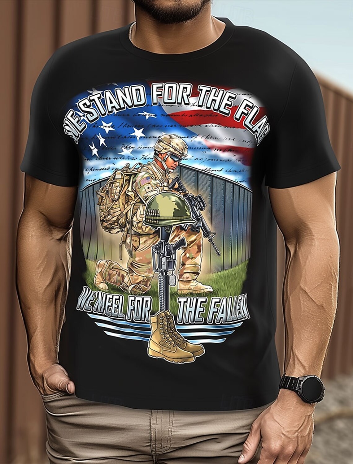 4th of July 2026 250th Memorial Day Patriotic Patriot 3D Print US Flag Crew Neck Short Sleeve T-Shirt Daily Street