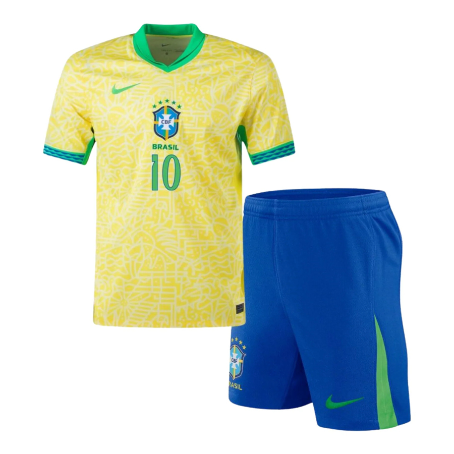 Kids Brazil 2022 Home Soccer Kit 10 Neymar ShirtShorts - Official