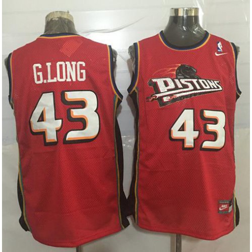 Detroit Pistons #43 Grant Long Red Nike Throwback Stitched NBA Jersey Mens
