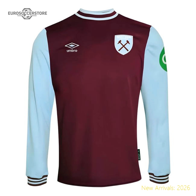 2024-2025 West Ham Long Sleeve Home Shirt Youth For Premier League Fans