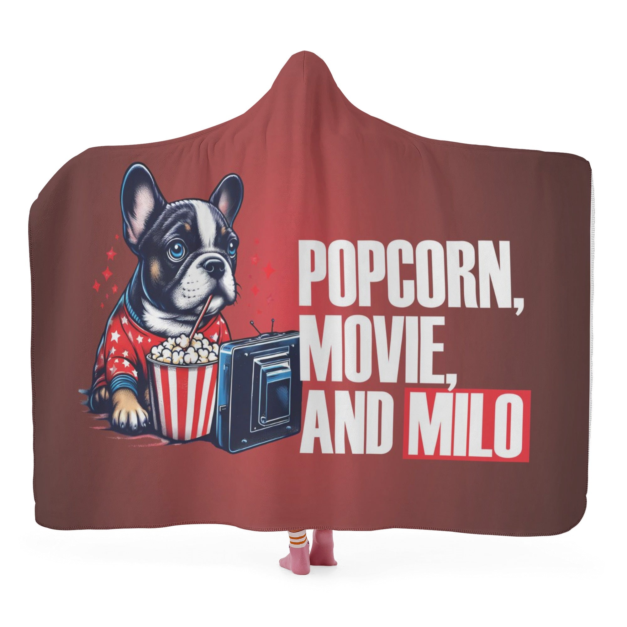 Custom Hooded Blanket with Frenchies Name - Hooded Blanket