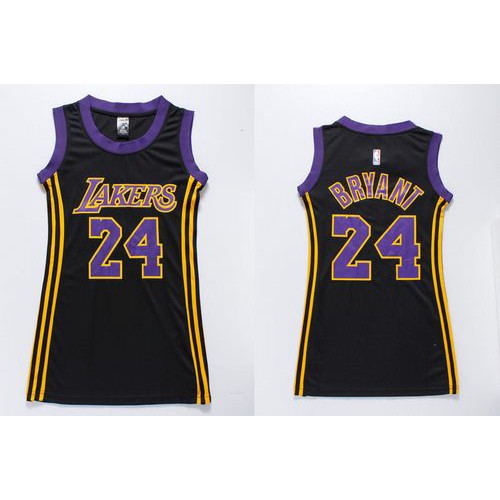 Los Angeles Lakers #24 Kobe Bryant Black(Purple No.) Dress Womens Stitched NBA Jersey Womens