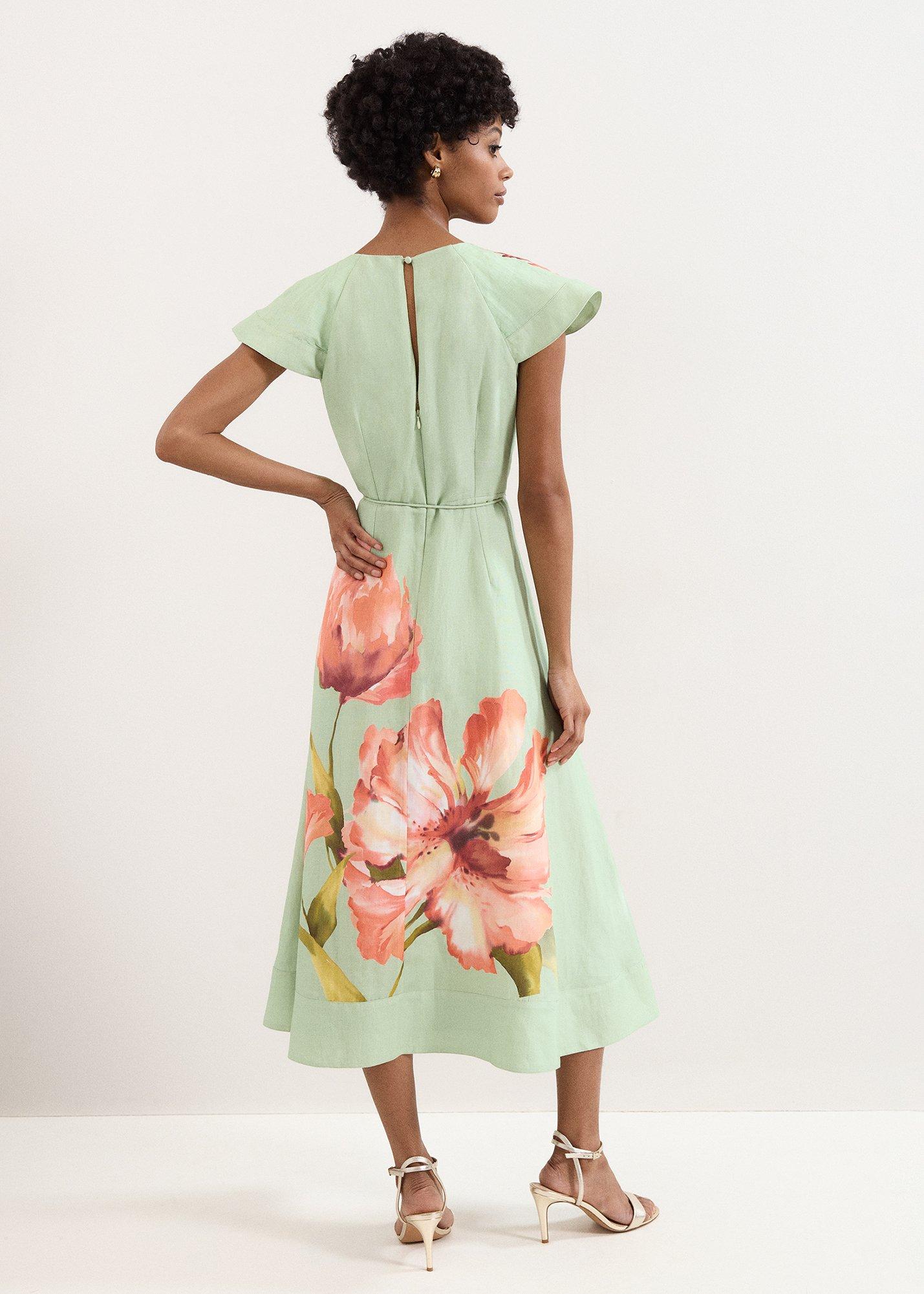 Matilda Green Floral Midi Dress