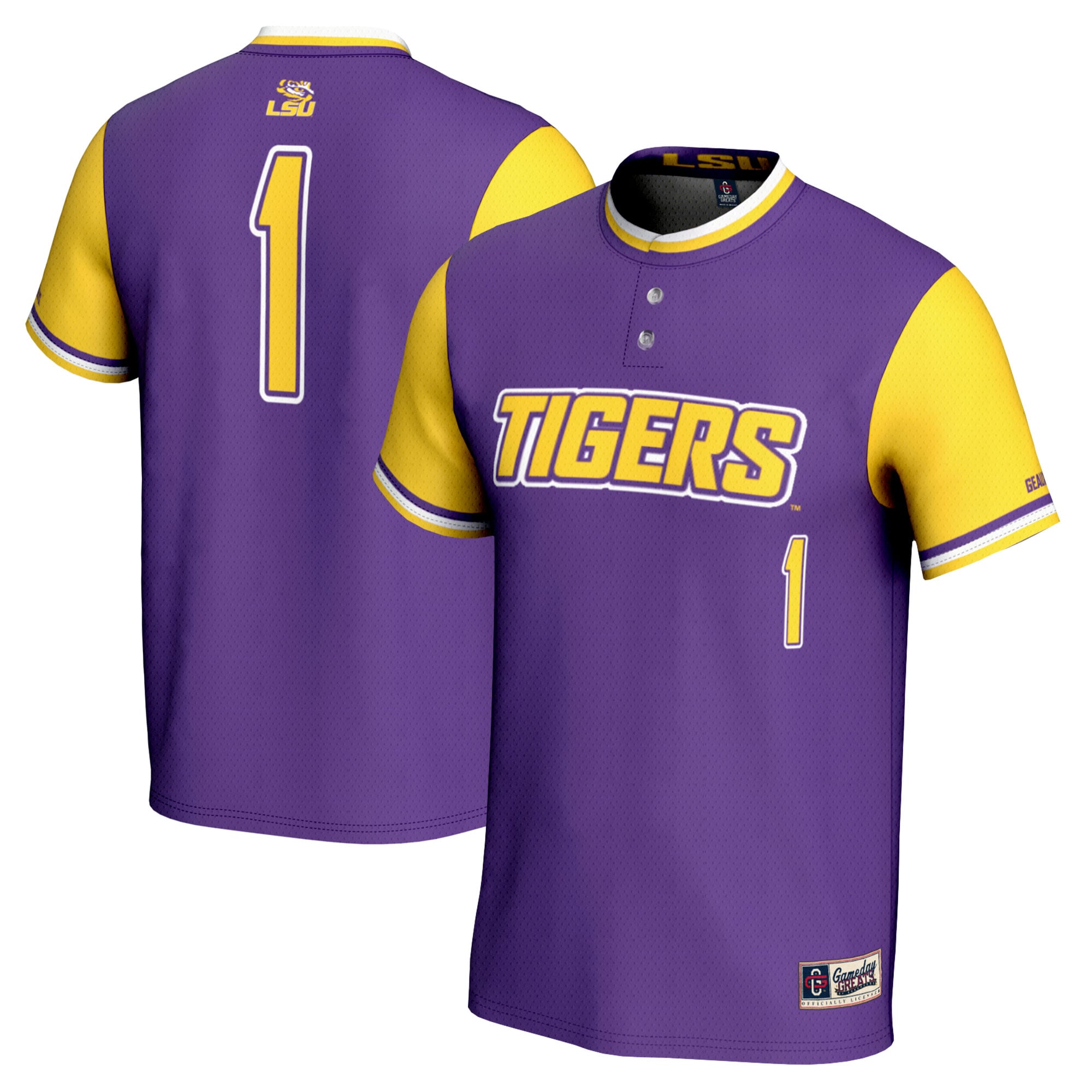 #1 LSU Tigers GameDay Greats Youth Lightweight Softball Jersey - Purple