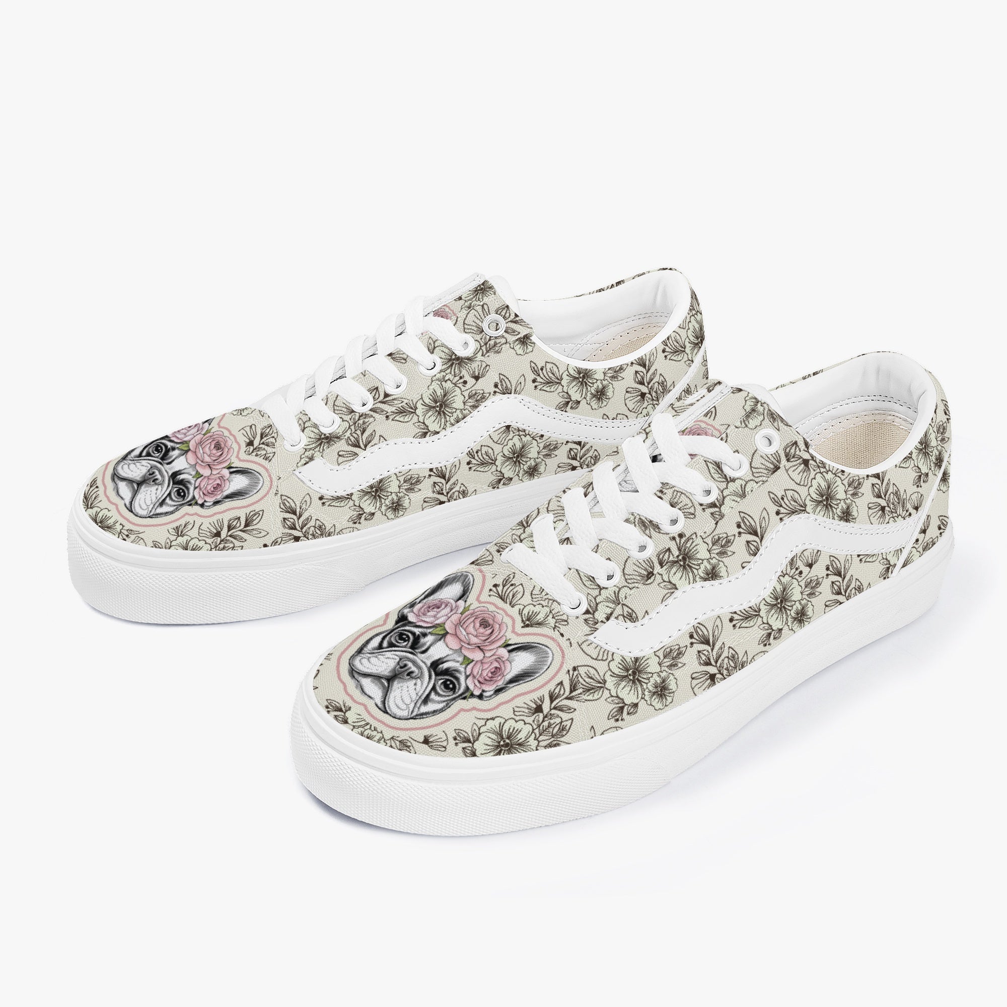Frenchie-Fan Rudy - Trendy Low-top Canvas Sneakers for French Durable