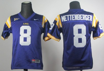 Men's LSU LA Tigers Purple 2024 team authorized Zach Mettenberger #8
