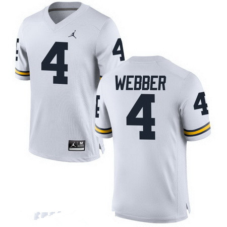 Men's Michigan UM Chirs Webber #4 stitched White 2024 moisture