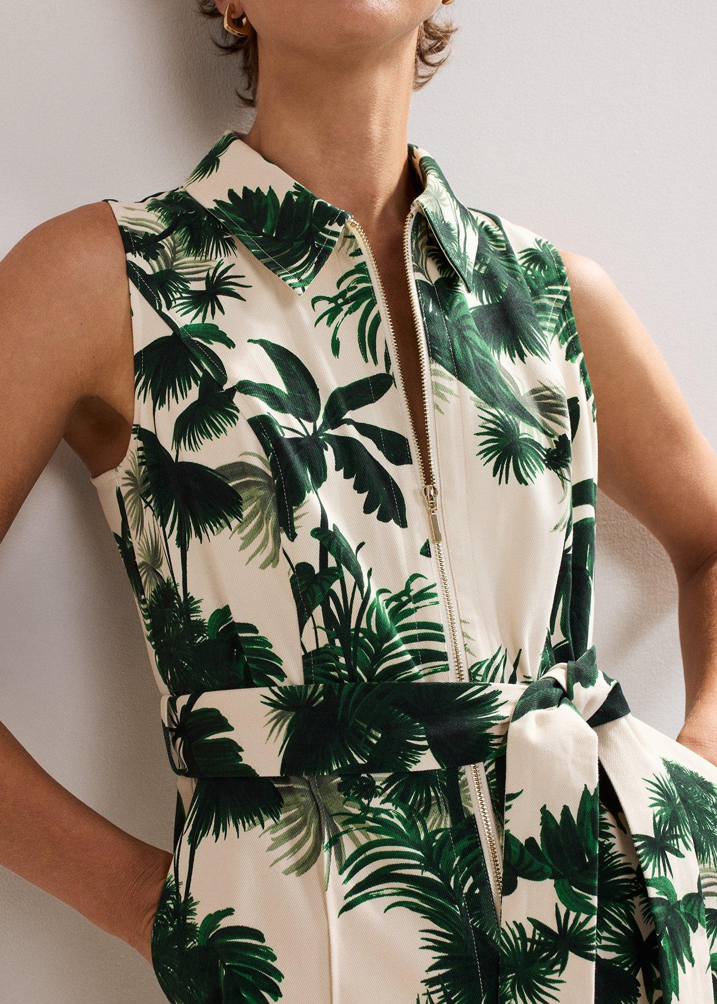 Tullisa Denim Palm Jumpsuit