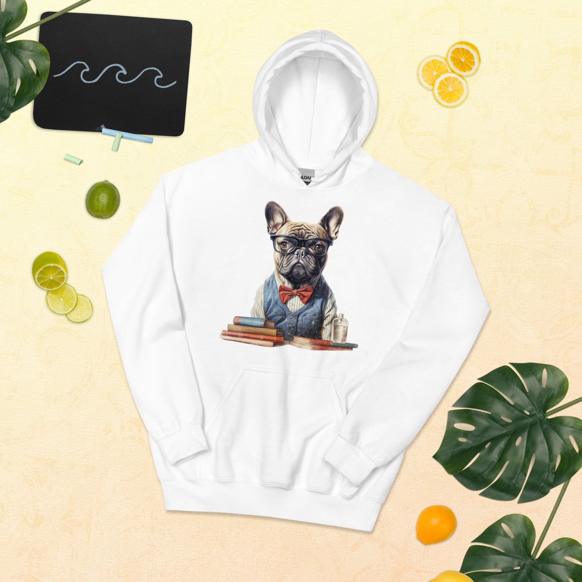 French Bulldog Professor Frenchie Unisex Heavy Blend Hoodie A Smart