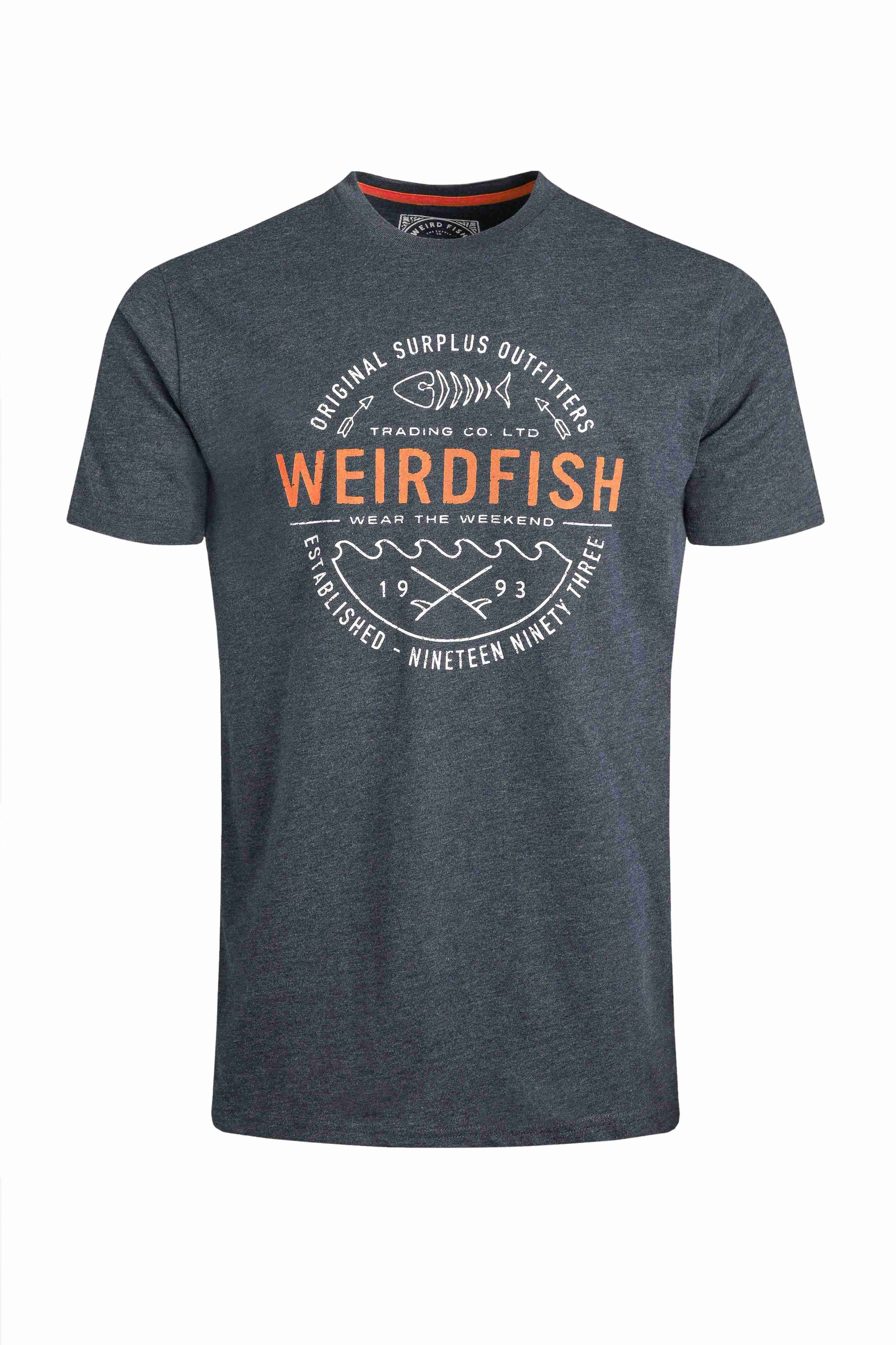 Waves Front Print Graphic T-Shirt Navy