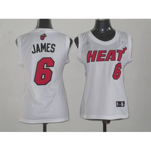 White LeBron James #6 Heat Jersey - Polyester NBA Fan Apparel