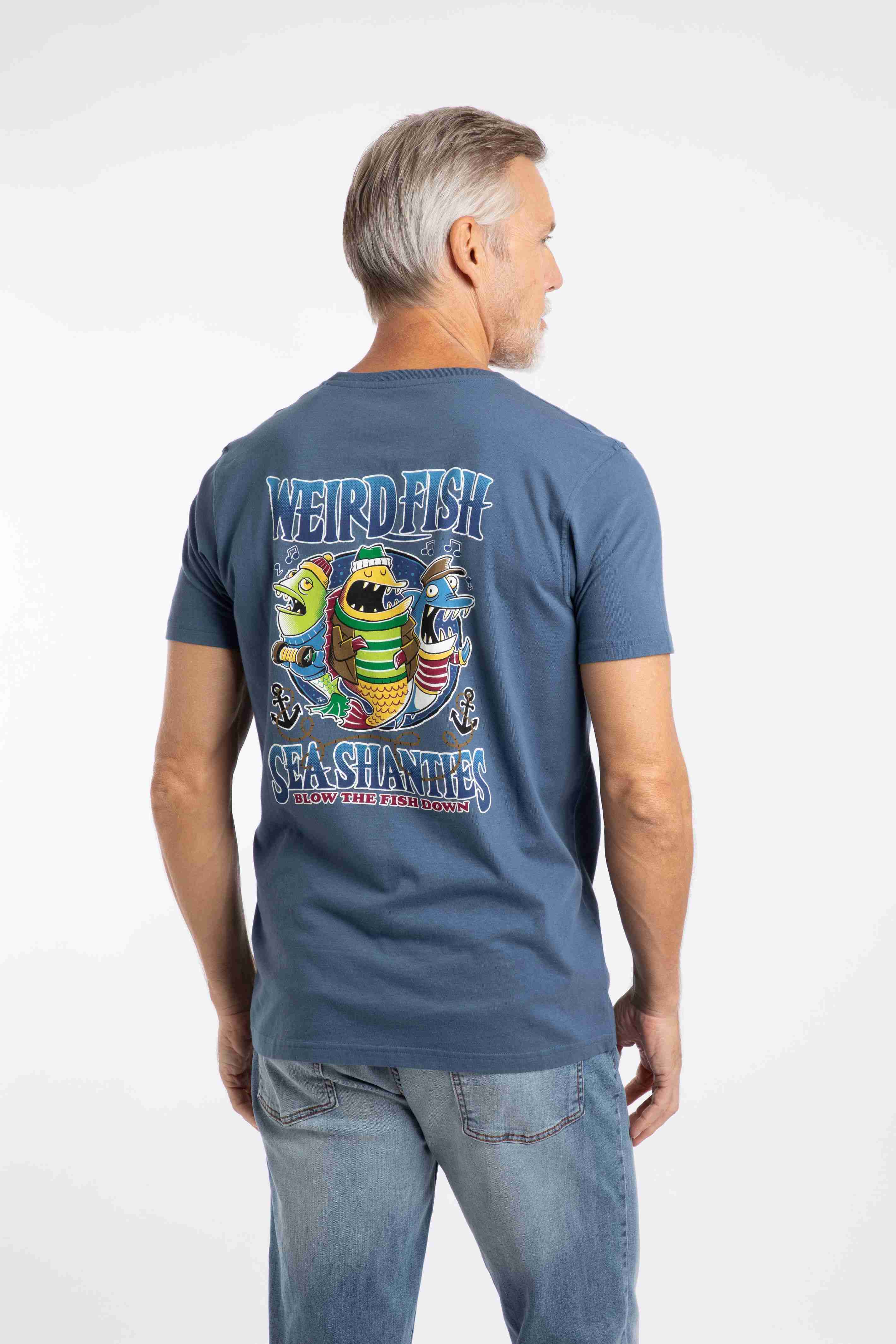 Sea Shanties Back Print Artist T-Shirt Ensign Blue