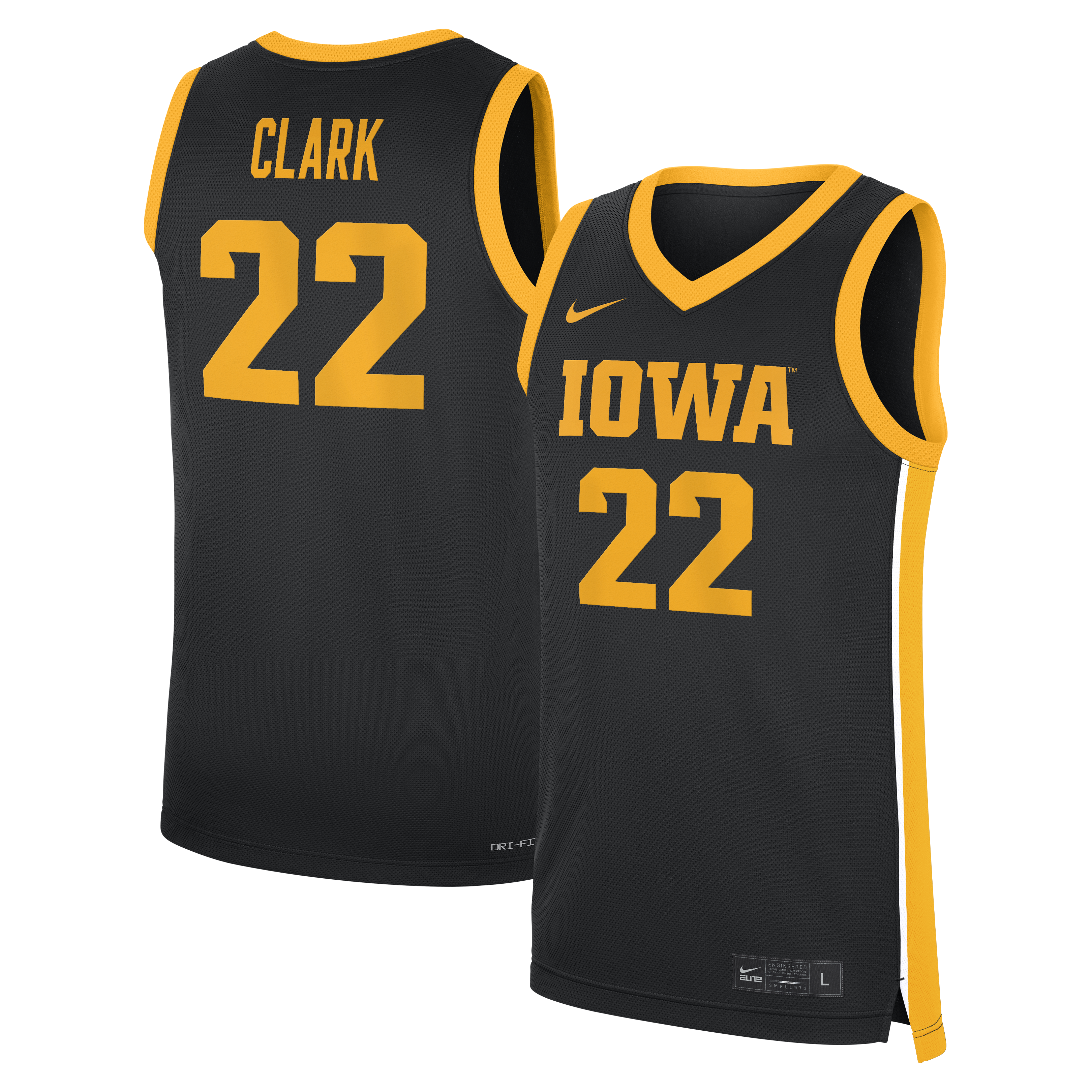 [NJP] Caitlin Clark Iowa Hawkeyes Home Replica Basketball Jersey - Black