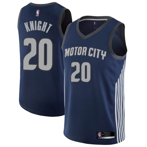 Nike Detroit Pistons #20 Brandon Knight Navy NBA Swingman City Edition Jersey Mens