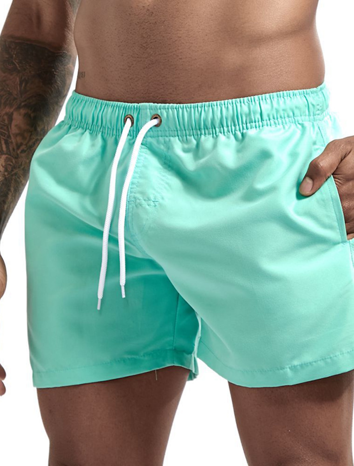 Men's Board Shorts Swim Shorts Swim Trunks Drawstring with Mesh lining Elastic Waist Coconut Tree Comfort Quick Dry Short Holiday Beach Weekend Fashion Casual Black White Micro-elastic