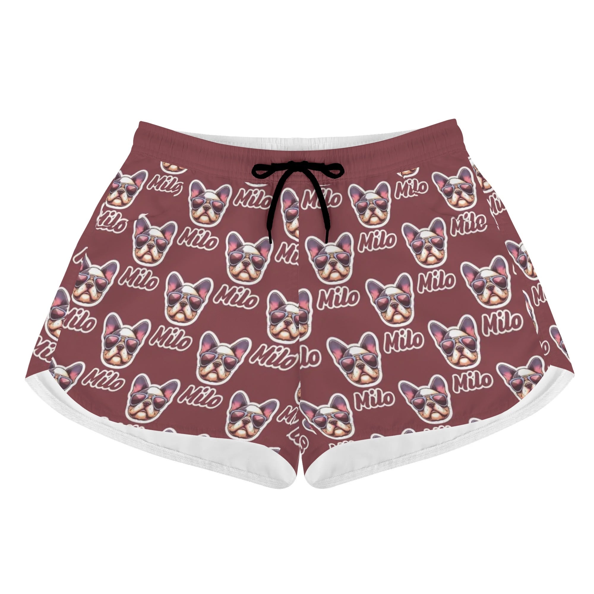 Premium Custom Women's Beach Shorts With French Bulldog Name for Street