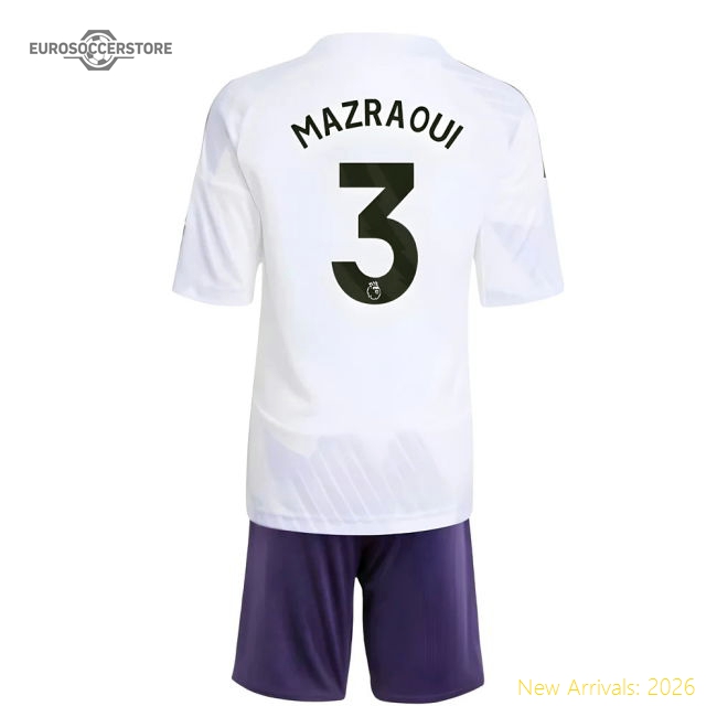 2025-2026 Man Utd Away Mini Kit (Mazraoui 3) In Multiple Youth Sizes