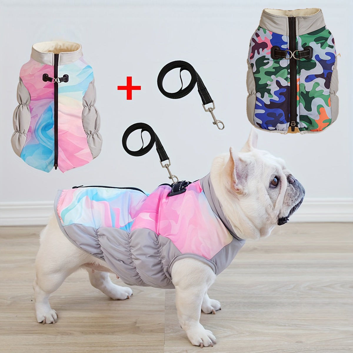 ArcticPaw Frenchie Warm Coat Waterproof Winter Cozy Jacket with Leash Rope