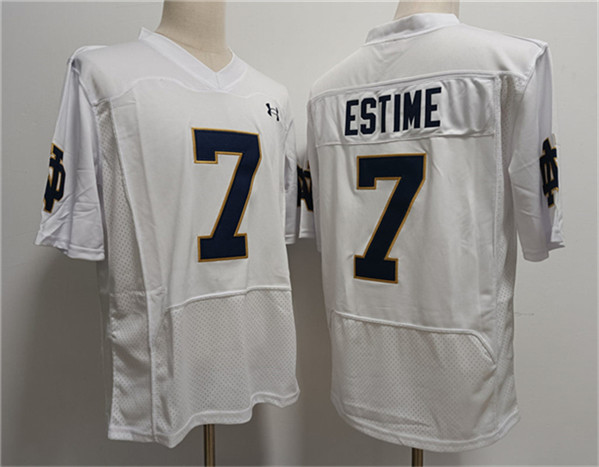 moisture wicking Men's None Audric Estime #7 White 2024 Football