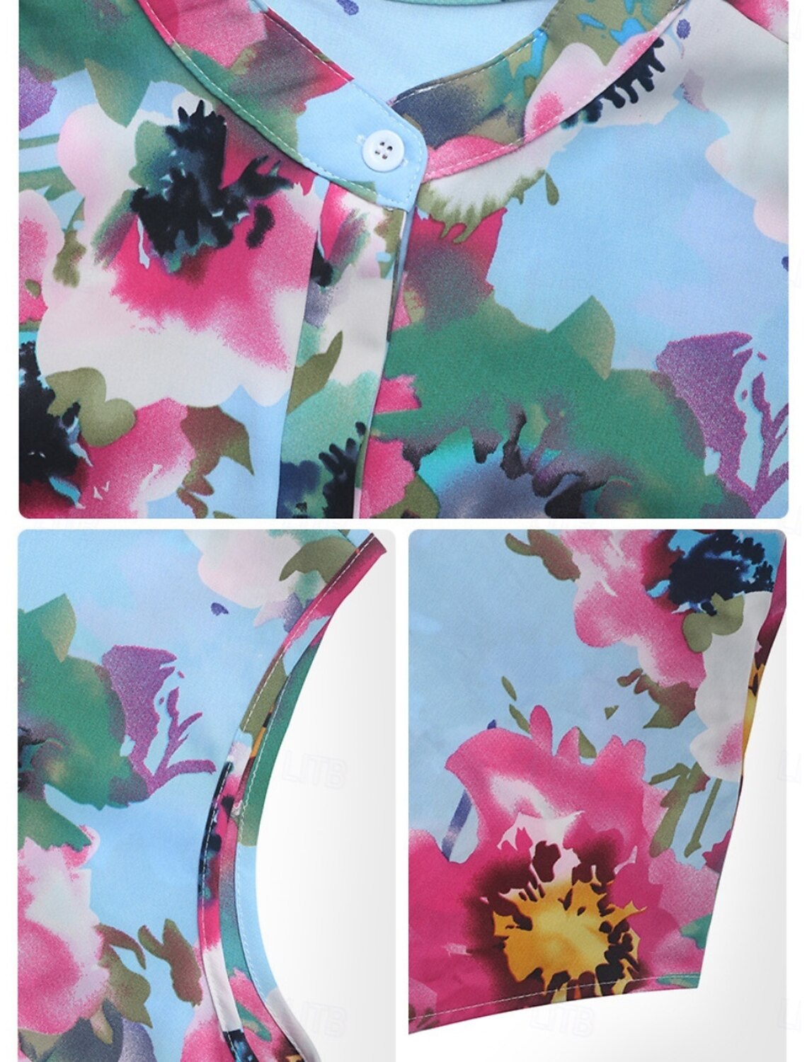 Women's Shirt Blouse Stylish Casual Floral Regular Tops Sleeveless Turtleneck Buttons Print Regular Fit Daily Summer