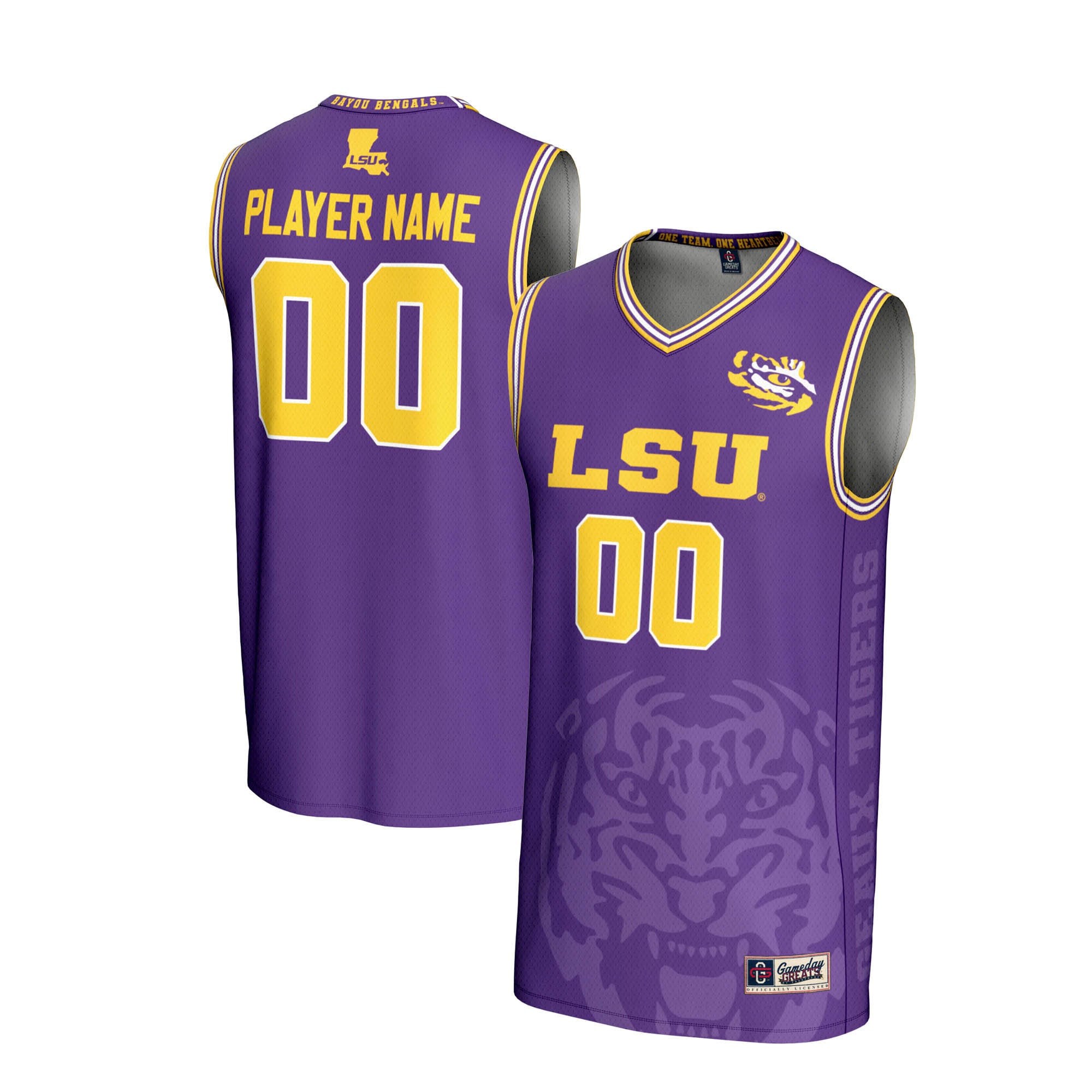 LSU Tigers GameDay Greats Youth NIL Pick-A-Player Men's Basketball Icon Print Lightweight Jersey - Purple