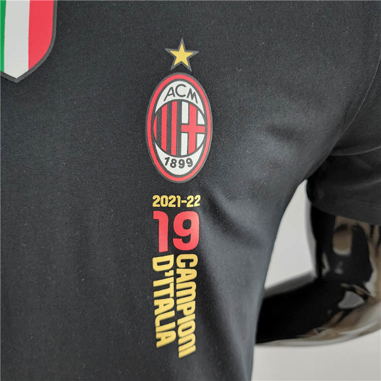 21-22 AC Milan Champion Black T-Shirt - Official Replica 6701