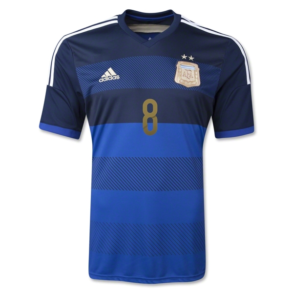 2014 Argentina 8 ZANETTI Away Soccer Jersey Shirt - Official Replica