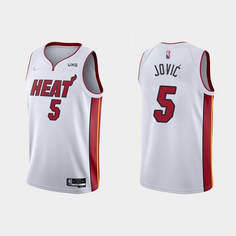 Performance Vintage Men's Miami Heat #5 Nikola White Basketball Jersey