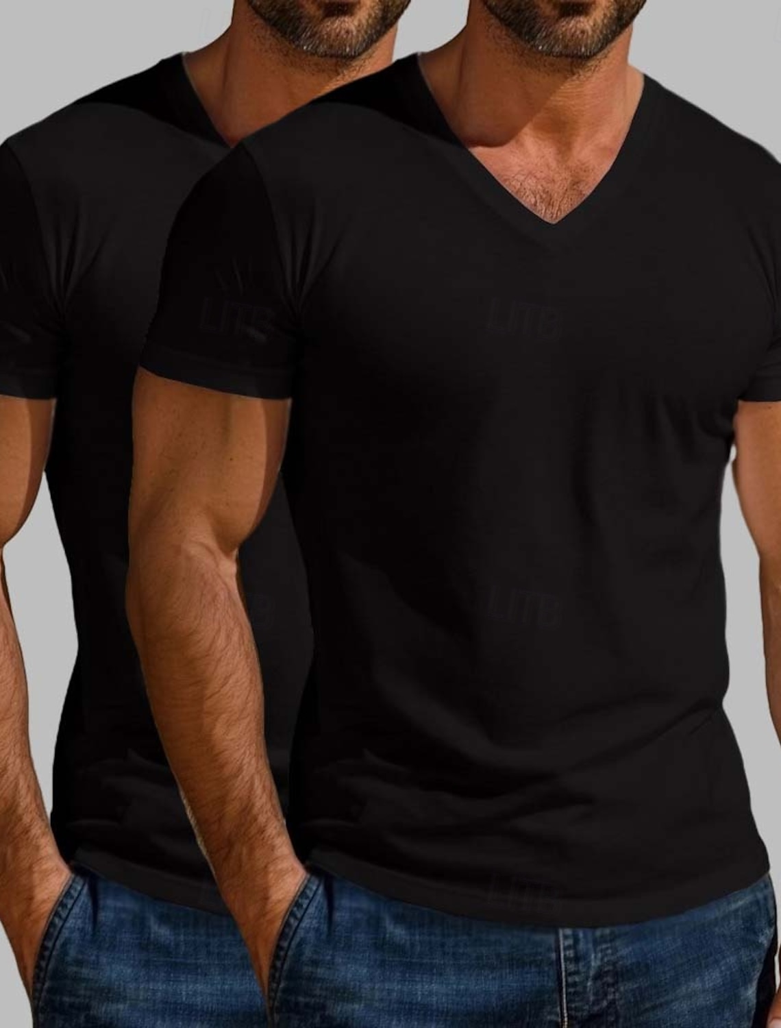 2PCS Men's Cotton Blend T Shirt Tee Top Short Sleeve V Neck Summer All