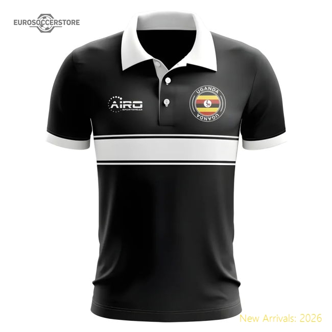 Luxury Uganda Concept Stripe Polo Shirt (black) - Premium Collection