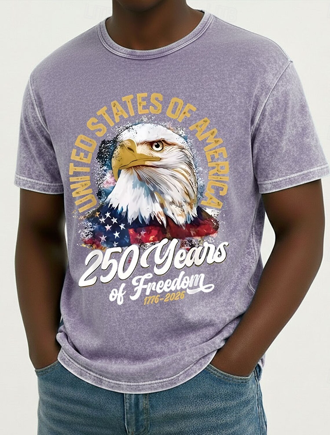 4th of July 2026 250th Memorial Day Patriotic Patriot Graphic American Flag Short Sleeve T-Shirt