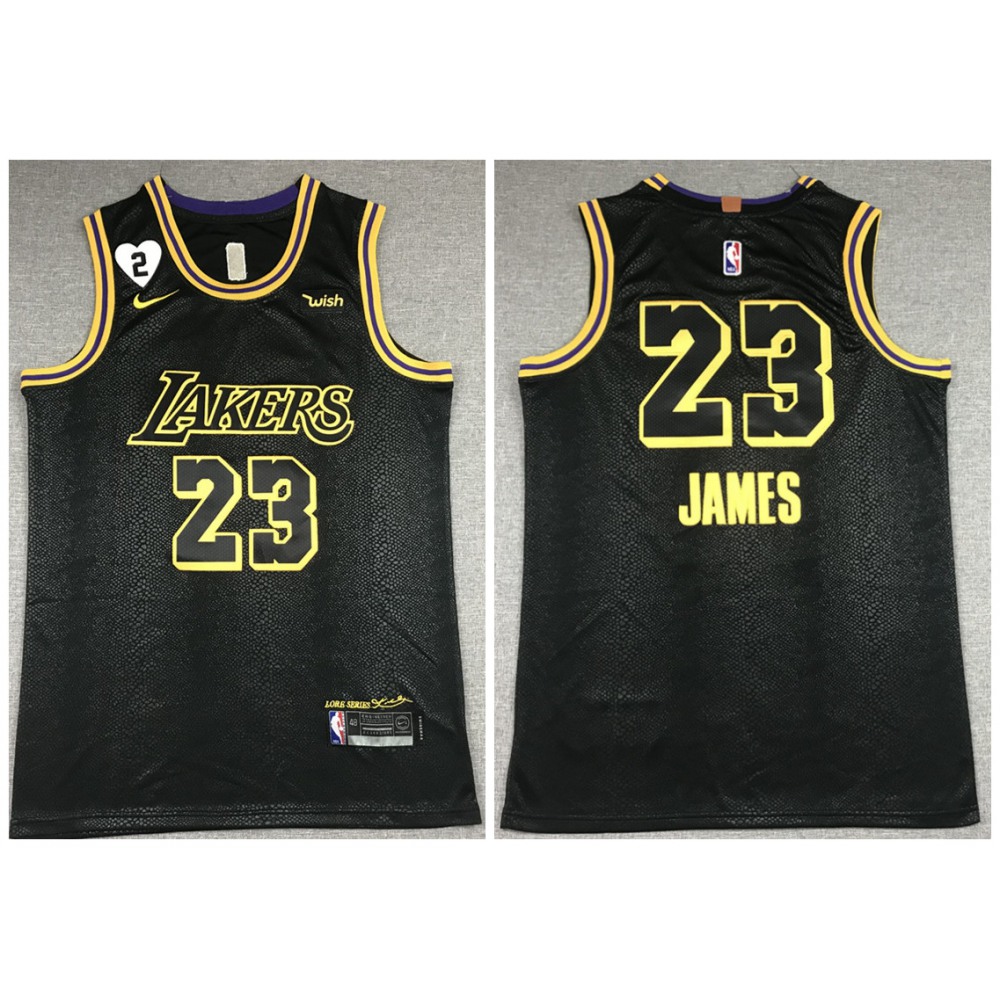 Men's Los Angeles Lakers #23 LeBron James 2020Black City Edition With GiGi Patch Stitched Jersey