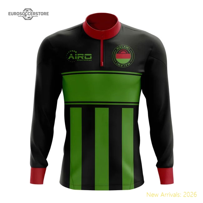 Malawi Concept Football Half Zip Midlayer Top (black-green)