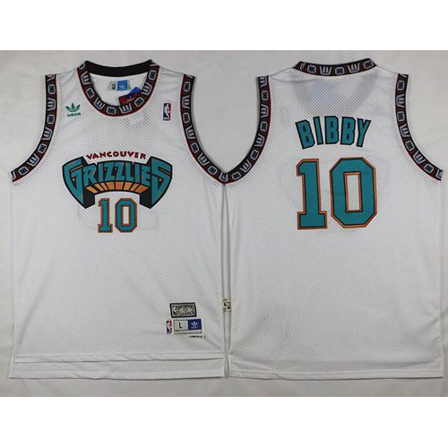 Memphis Grizzlies #10 Mike Bibby White Throwback Stitched NBA Jersey Mens