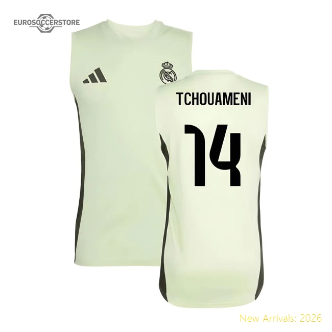 Supporter 2025-2026 Real Madrid Sleeveless Training Jersey (Almost Lime) (Tchouameni