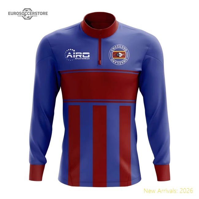 Swaziland Concept Football Half Zip Midlayer Top (blue-red)
