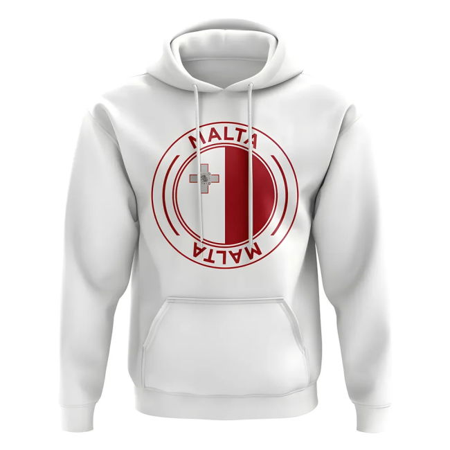 Malta Football Badge Hoodie (White) Official Premium Worldcup