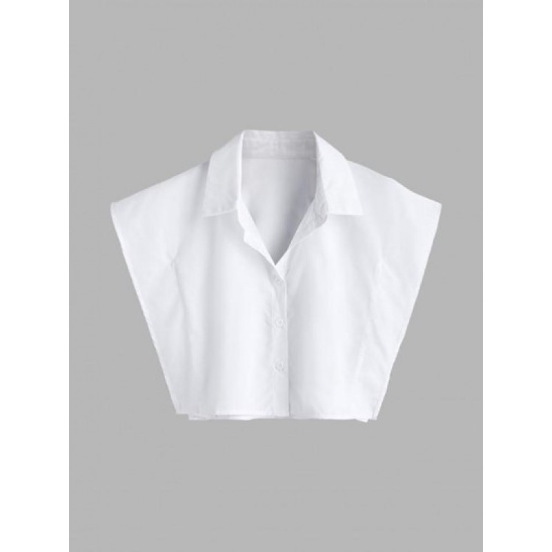 Solid Color Button Cropped Blouse TL5626