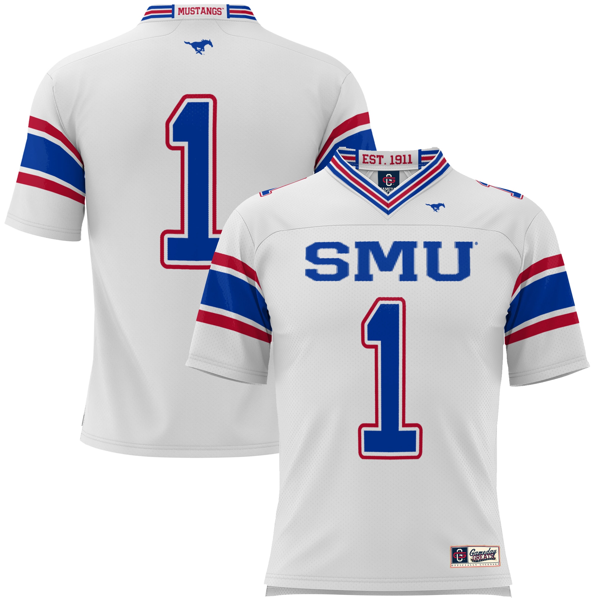 #1 SMU Mustangs GameDay Greats Youth Endzone 26/27 Football Jersey - White